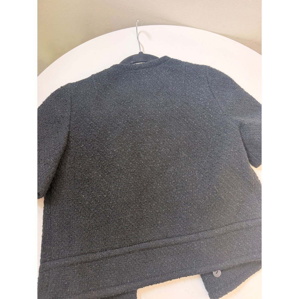 Edra Boucle Jacket Women Size 0 Black Excellent Gold Button Short Sleeve Cropped - Picture 9 of 9
